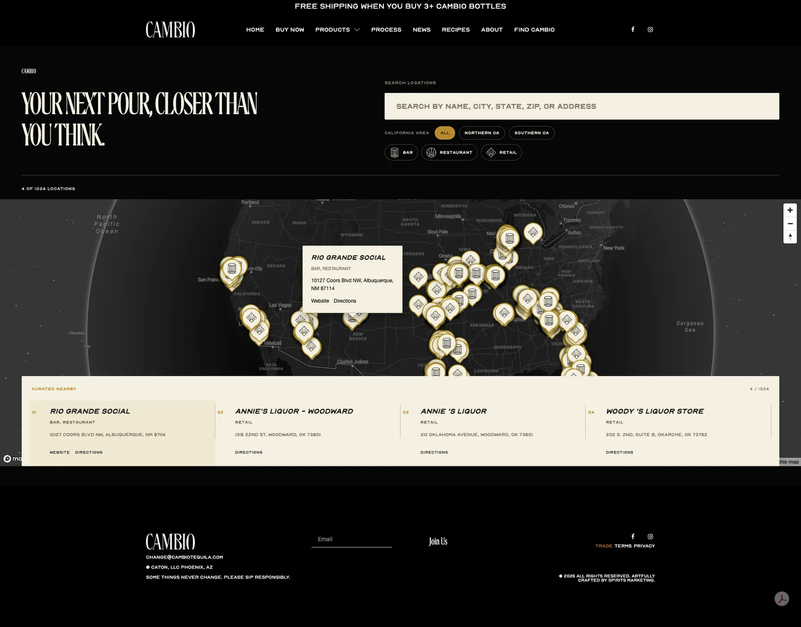A custom locator: every bar, restaurant and retailer